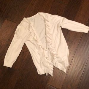 New York & Company white ruffle cardigan